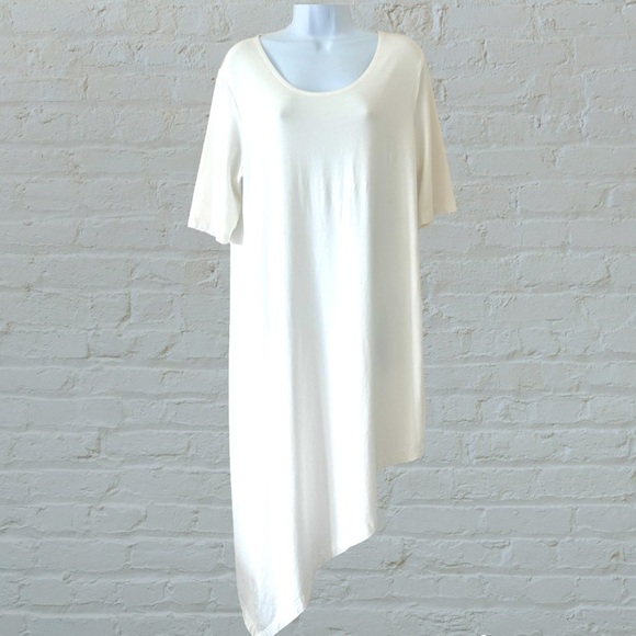 BRYN WALKER Moriah Bamboo Organic Cotton Asymmetrical Lagenlook Midi Dress L - Picture 2 of 13